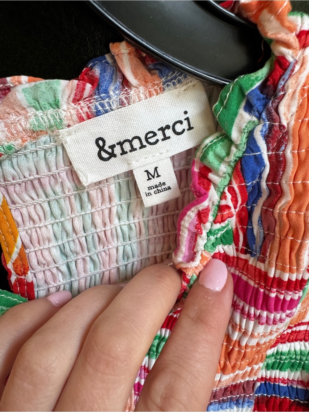 Colorful Patchwork Stripe Ruffle Blouse - Picture 3 of 4
